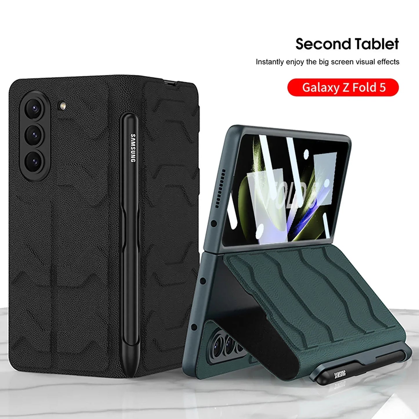 LEATHER CASE WITH SIDE PEN SLOT FOR SAMSUNG GALAXY Z FOLD 5