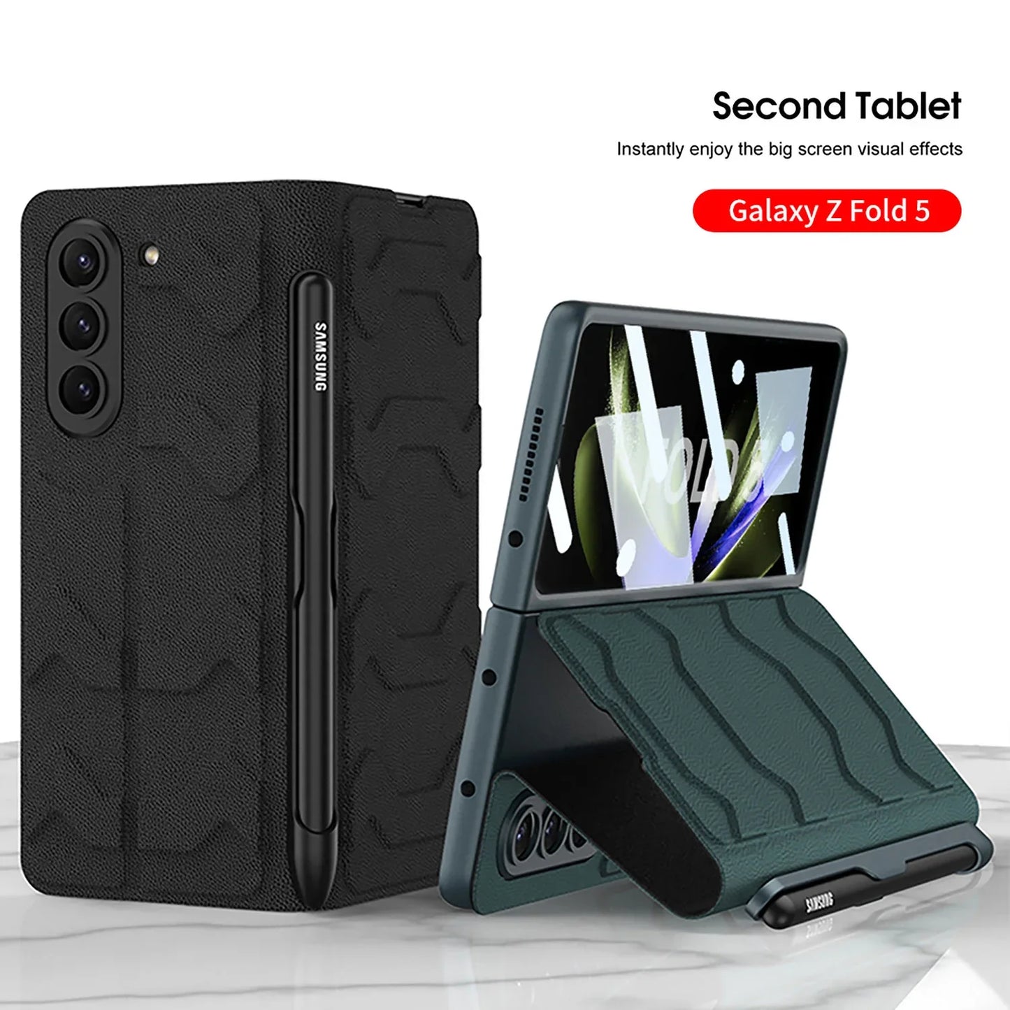 Leather Case With Side Pen Slot For Samsung Galaxy Z Fold 5