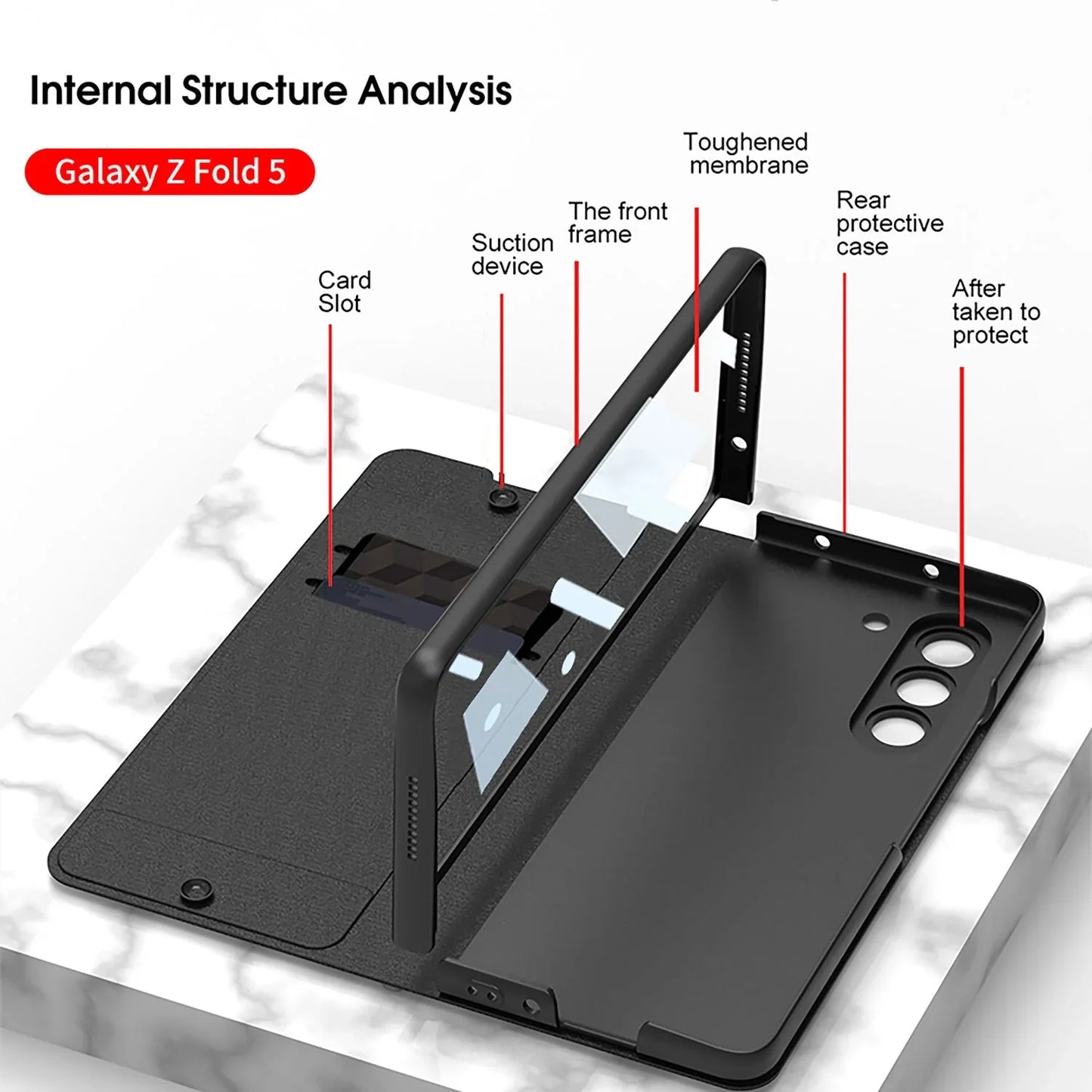 Leather Case With Side Pen Slot For Samsung Galaxy Z Fold 5